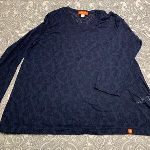 Orange by Koi Blue Burnout Floral Fabric T-Shirt